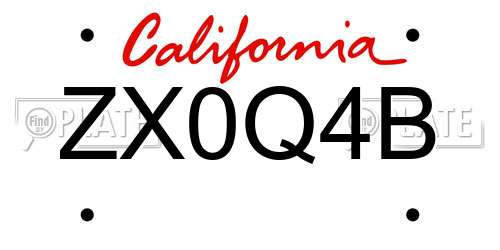 ZX0Q4B California License Plate