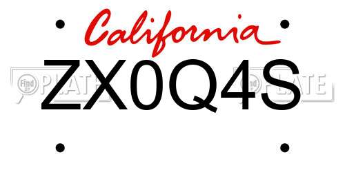 ZX0Q4S California License Plate