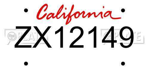 ZX12149 California License Plate