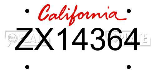 ZX14364 California License Plate