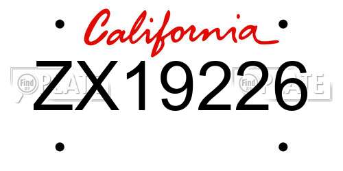 ZX19226 California License Plate