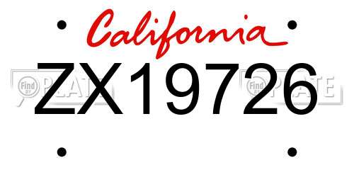 ZX19726 California License Plate