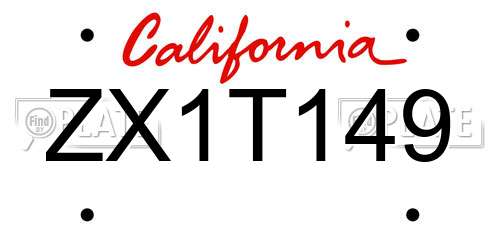 ZX1T149 California License Plate