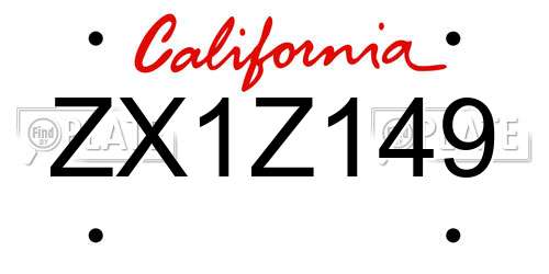 ZX1Z149 California License Plate