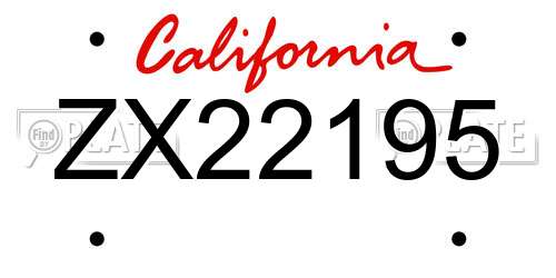 ZX22195 California License Plate