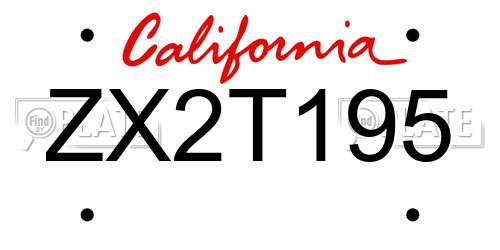 ZX2T195 California License Plate