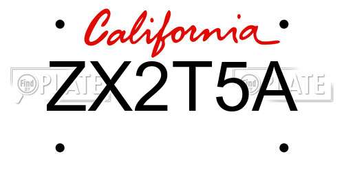 ZX2T5A California License Plate