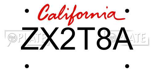 ZX2T8A California License Plate