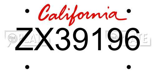ZX39196 California License Plate