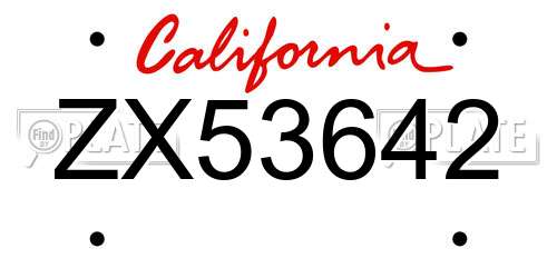 ZX53642 California License Plate