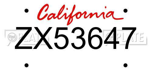 ZX53647 California License Plate