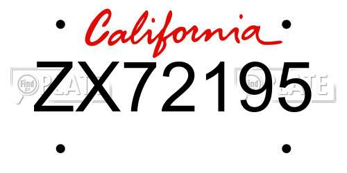 ZX72195 California License Plate