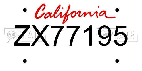 ZX77195 California License Plate