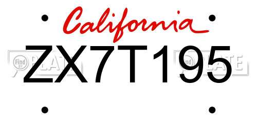 ZX7T195 California License Plate