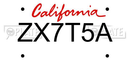 ZX7T5A California License Plate