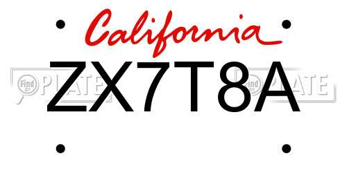 ZX7T8A California License Plate