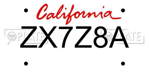 ZX7Z8A California License Plate