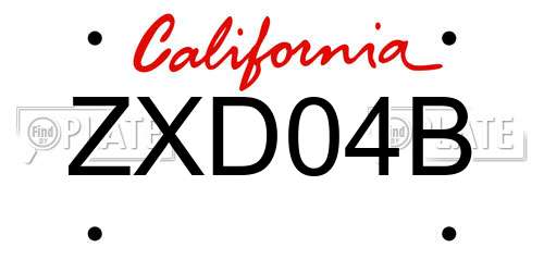 ZXD04B California License Plate