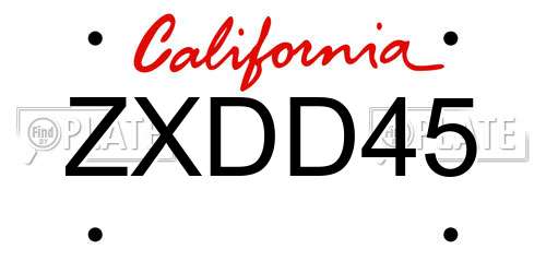ZXDD45 California License Plate