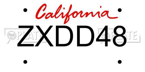 ZXDD48 California License Plate