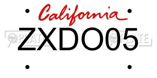 ZXDO05 California License Plate