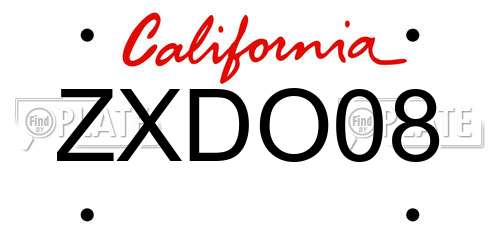 ZXDO08 California License Plate