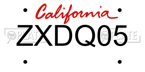 ZXDQ05 California License Plate
