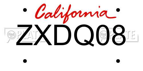 ZXDQ08 California License Plate