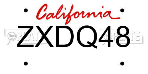 ZXDQ48 California License Plate