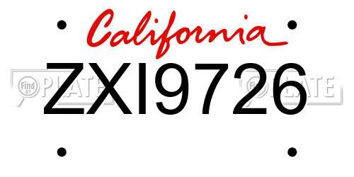 ZXI9726 California License Plate