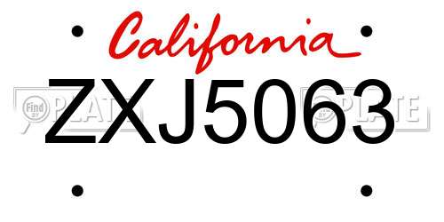 ZXJ5063 California License Plate