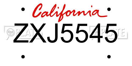 ZXJ5545 California License Plate