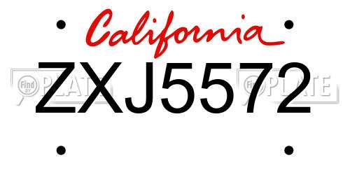 ZXJ5572 California License Plate