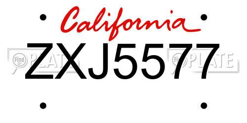 ZXJ5577 California License Plate