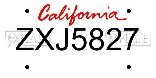 ZXJ5827 California License Plate