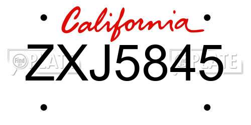 ZXJ5845 California License Plate