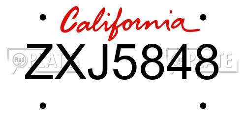 ZXJ5848 California License Plate
