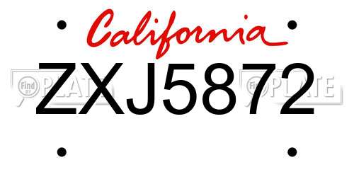 ZXJ5872 California License Plate