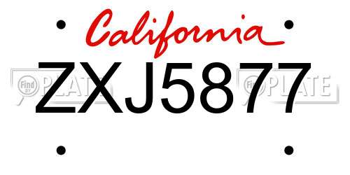 ZXJ5877 California License Plate