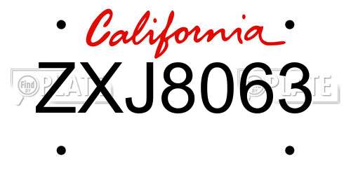 ZXJ8063 California License Plate