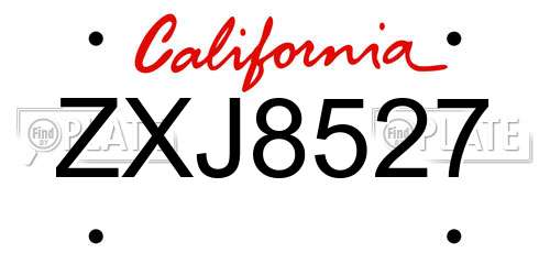 ZXJ8527 California License Plate
