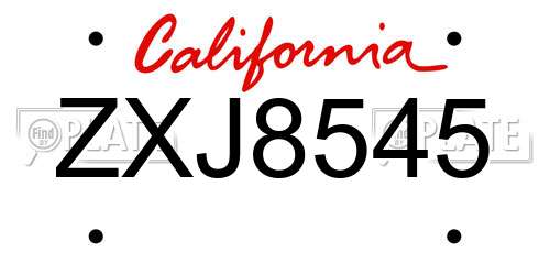 ZXJ8545 California License Plate