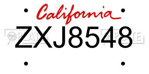 ZXJ8548 California License Plate