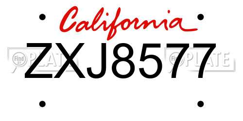 ZXJ8577 California License Plate