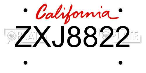 ZXJ8822 California License Plate