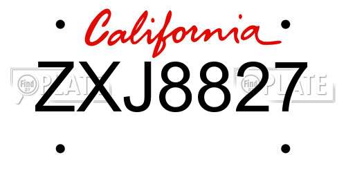 ZXJ8827 California License Plate