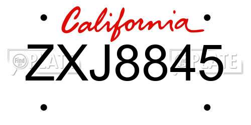 ZXJ8845 California License Plate