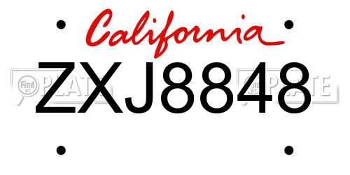 ZXJ8848 California License Plate