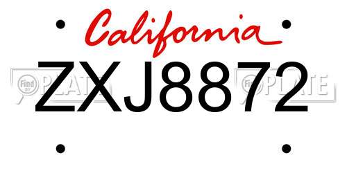 ZXJ8872 California License Plate