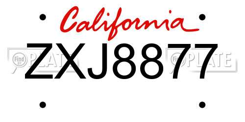 ZXJ8877 California License Plate